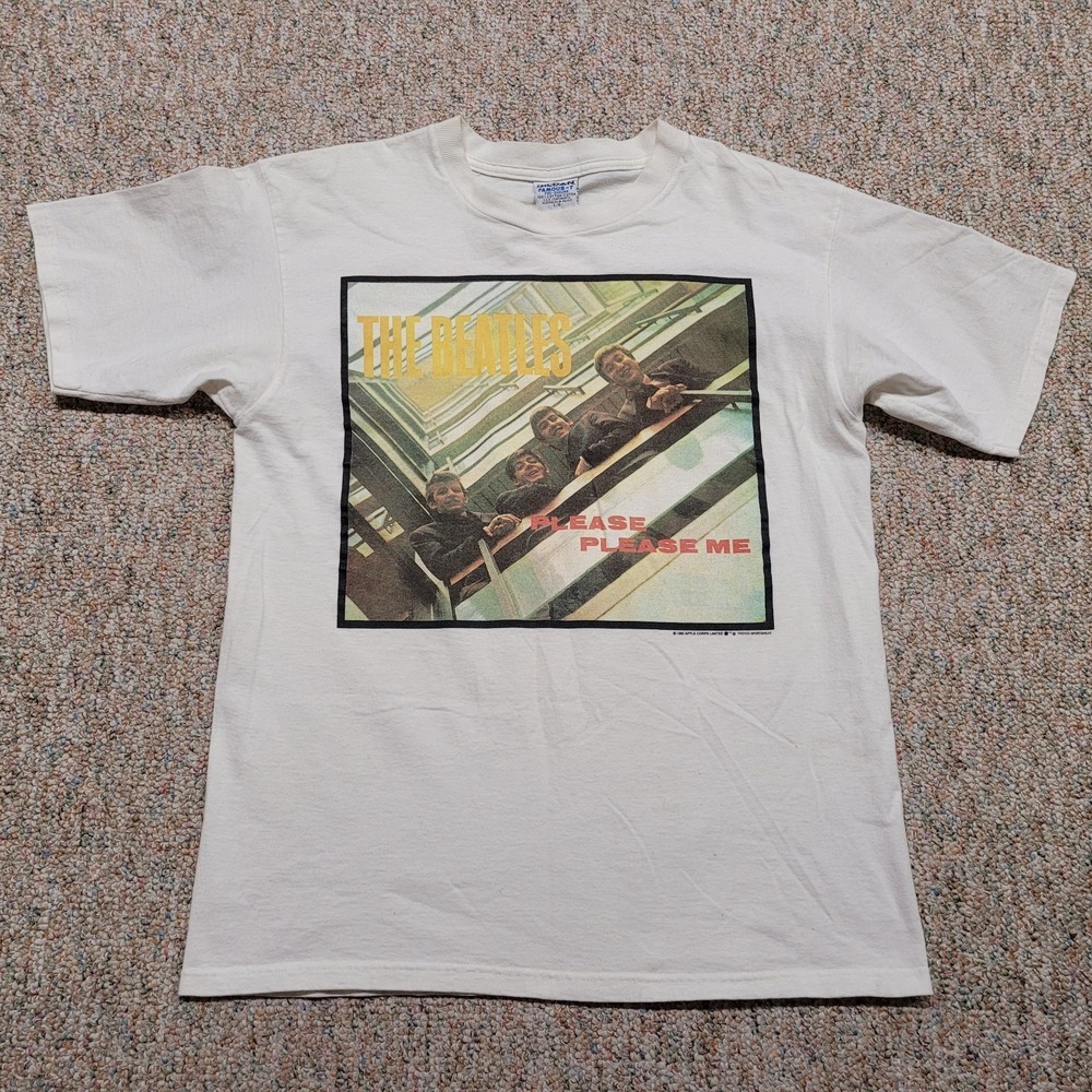 Vintage The‎ Beatles Shirt Large Please Please Me Album Double Sided Print 1993